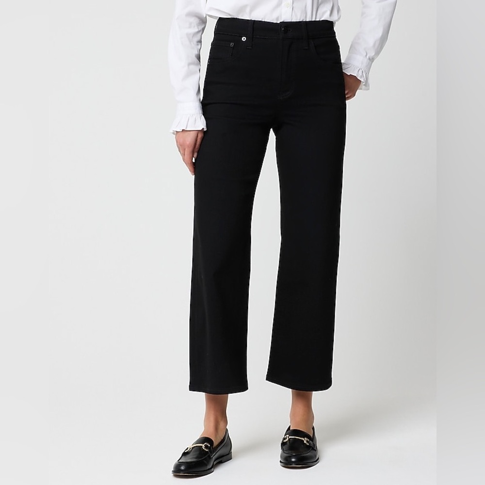 J.Crew Factory Petite black wide-leg cropped jean in all-day stretch  Size 28P
